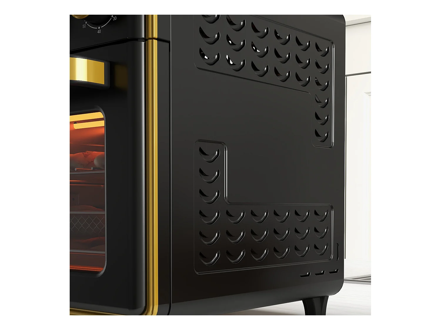 Mini four 20L 1400W 3 modes de cuisson, température réglable 90-230°C, avec minuterie de 60 minutes, métal et verre, noir et argent (36x37.7x34.5cm)