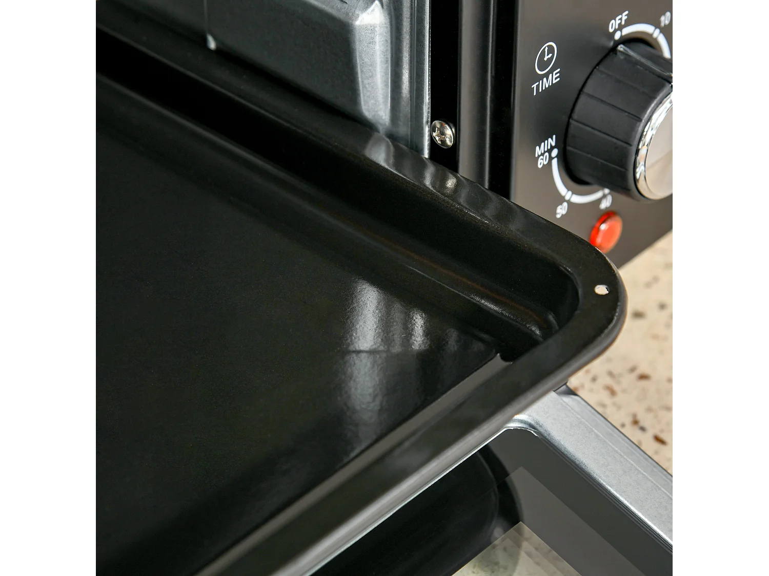 Mini four 21L 1400W, 3 modes de cuisson, température réglable 100-230°C, inox & verre, gris (46.4x38x28.5cm)