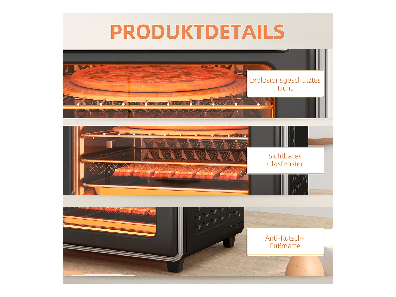 Mini four 20L, 1400W, 3 kookstanden, temperatuur instelbaar van 90°C tot 230°C, met 60 minuten, in zwart en zilver