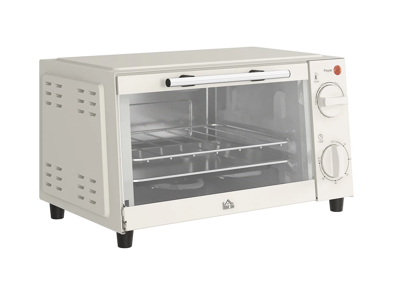 Mini four 9L, 750W, avec fonction de minuterie, température réglable de 100°C à 230°C, avec grille, plaque de cuisson et bac à miettes (36.5 x 26 x 22cm)