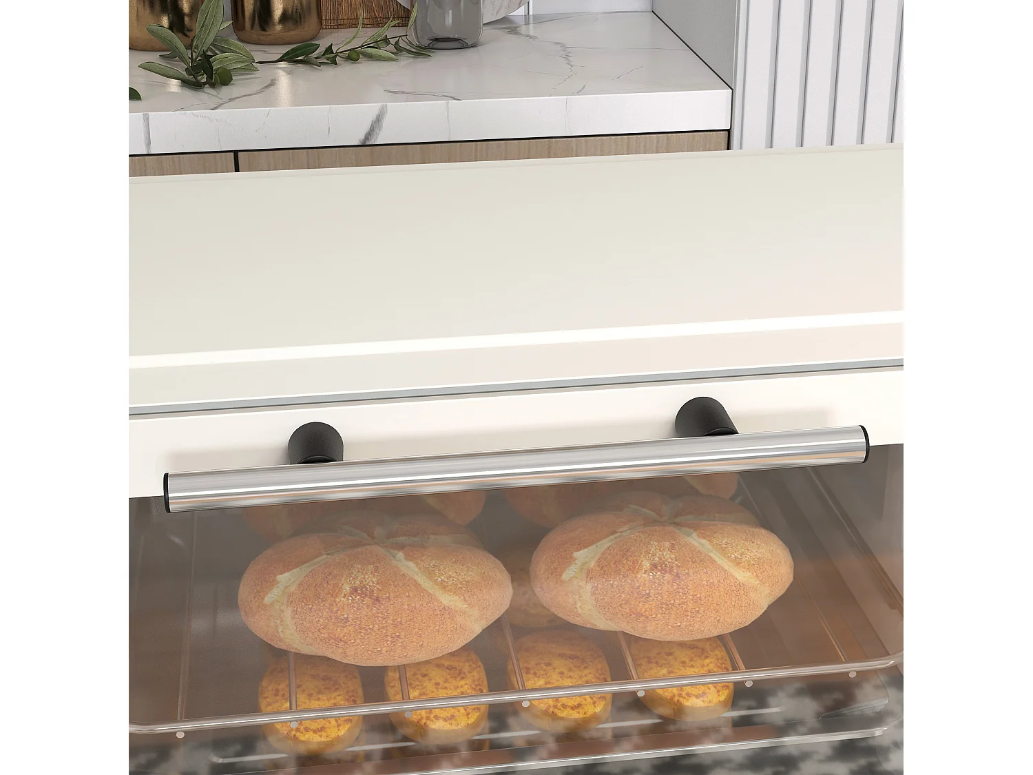 Mini four 9L, 750W, avec fonction de minuterie, température réglable de 100°C à 230°C, avec grille, plaque de cuisson et bac à miettes (36.5 x 26 x 22cm)