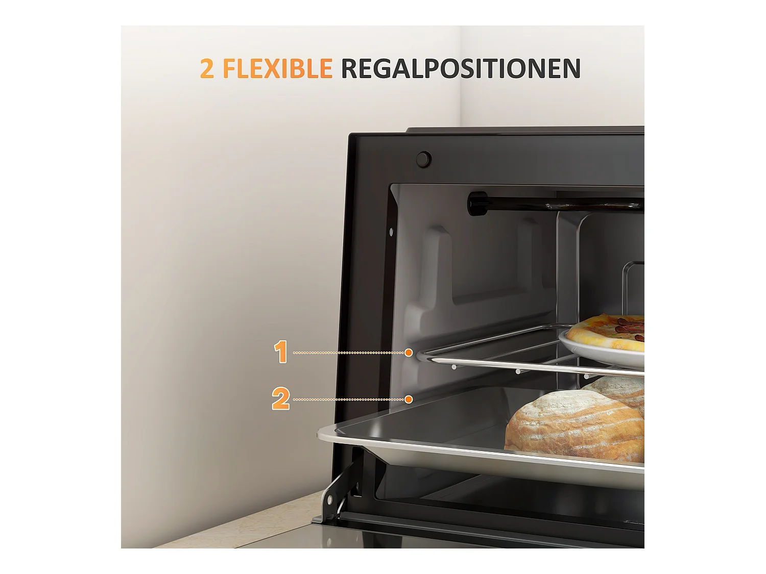 Mini four 9L, 750W, température réglable 100°C-230°C, minuterie 60 min, plaque de cuisson et grille, métal, noir (36.5x26x22cm)