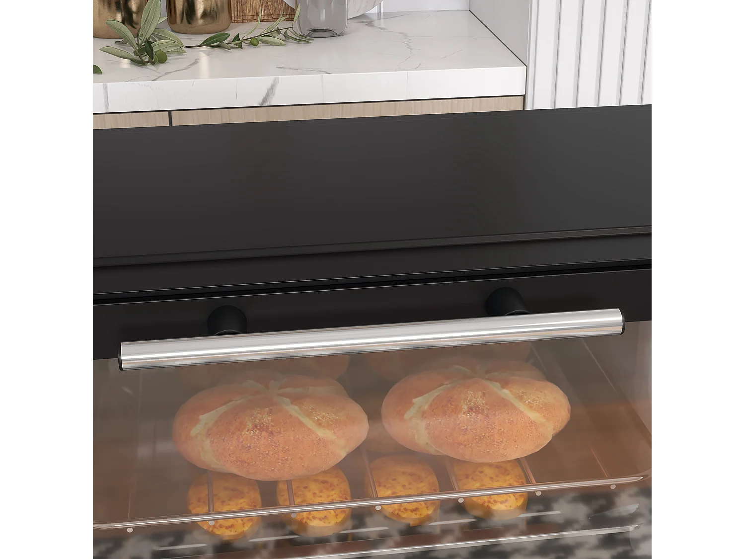 Mini four 9L, 750W, température réglable 100°C-230°C, minuterie 60 min, plaque de cuisson et grille, métal, noir (36.5x26x22cm)