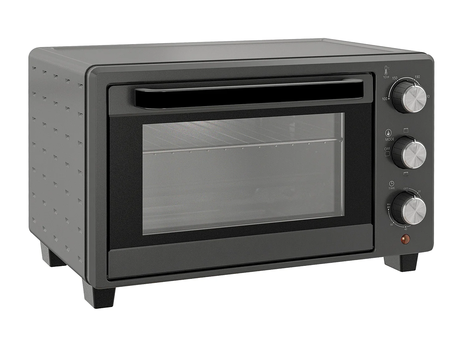 Mini four 21L 1400W avec minuterie 60 min, température réglable 100-230°C, inox, gris (46.4x38x28.5cm)
