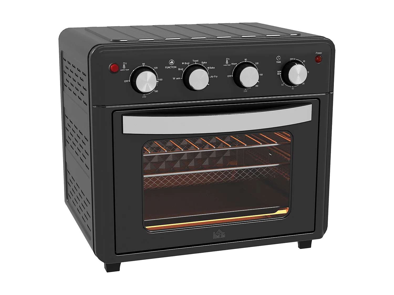 Mini four avec convection, 30L, 7 modes, 1400W, avec grille, plateau de cuisson et panier à friture, acier, noir (43x39x39cm)