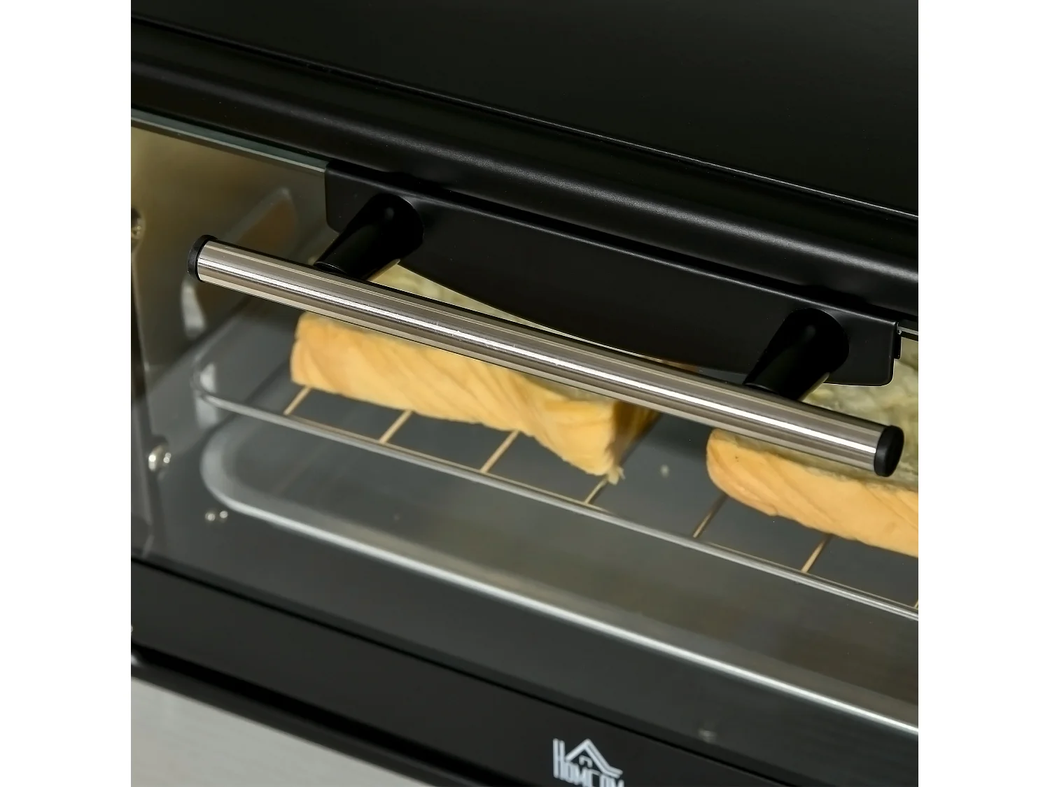 Mini four 10L, 750W, 100-230°C, 60 min minuterie, plaque de cuisson, grill, inox, noir (36.5L x 26W x 22Hcm)