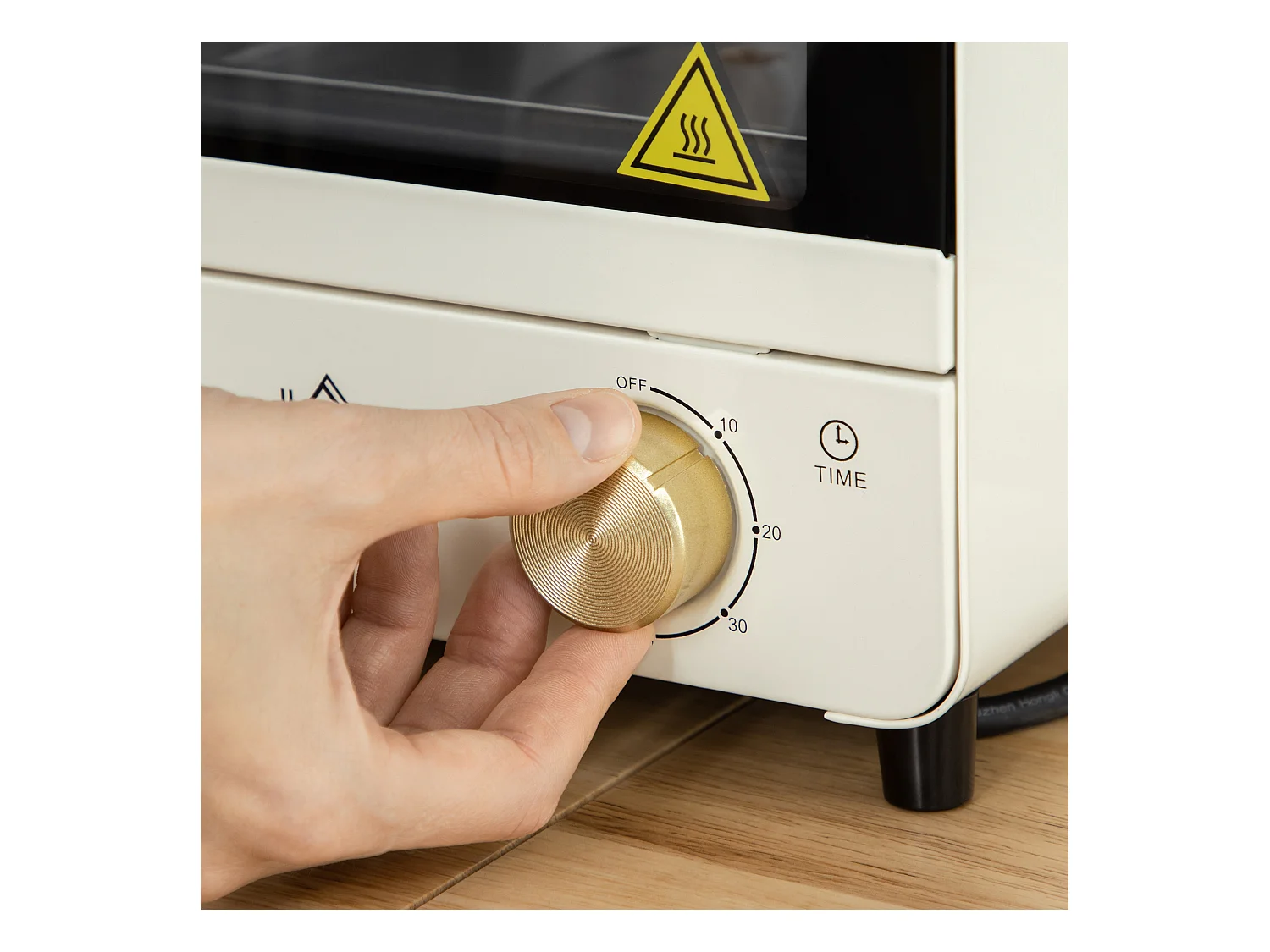 Mini four 15L, 1000W, 3 modes de cuisson, température réglable de 90°C à 230°C, minuteur de 60 minutes, avec grille et plaque de cuisson, acier, crème