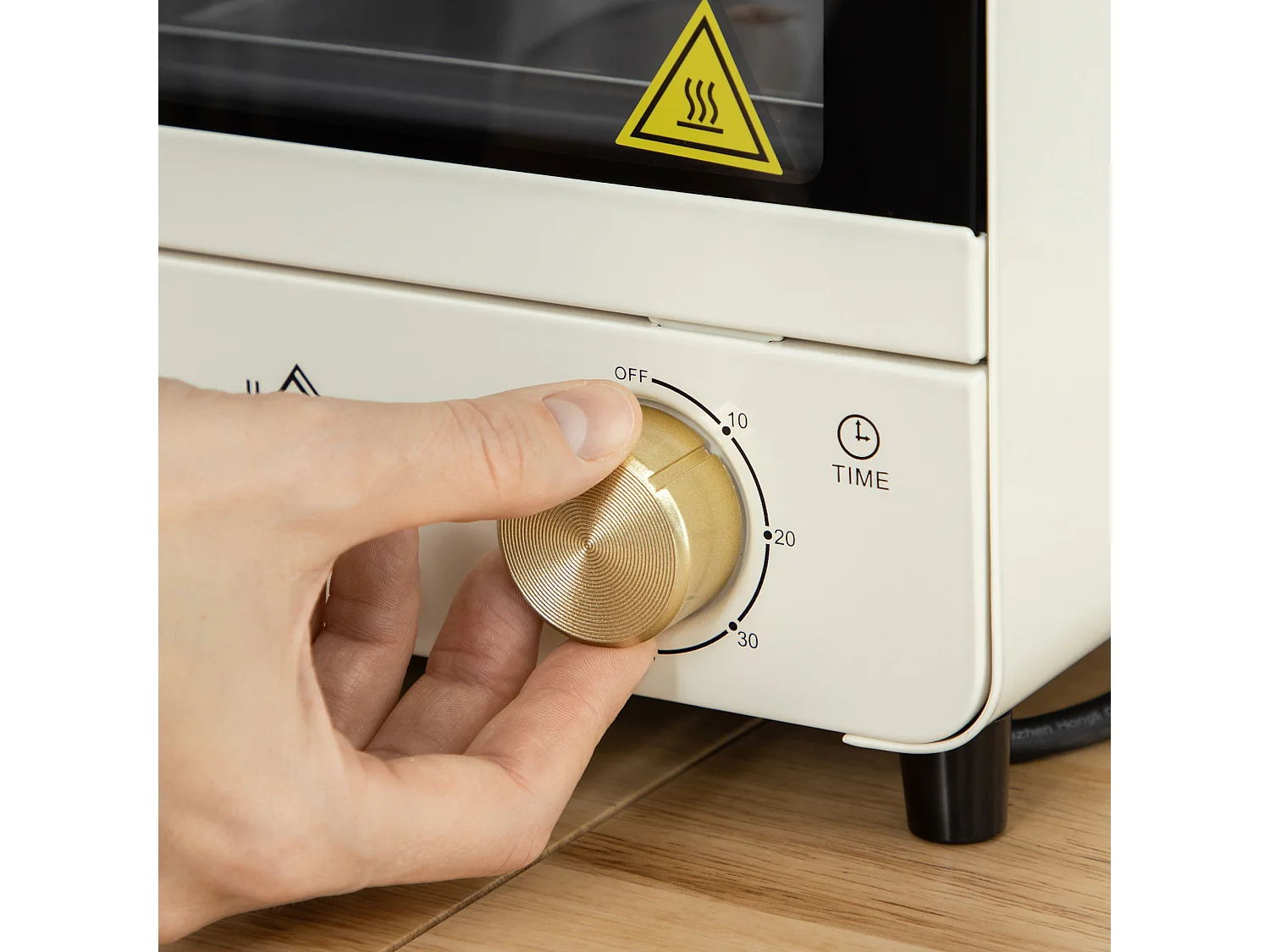 Mini four 15L, 1000W, 3 modes de cuisson, température réglable de 90°C à 230°C, minuteur de 60 minutes, avec grille et plaque de cuisson, acier, crème