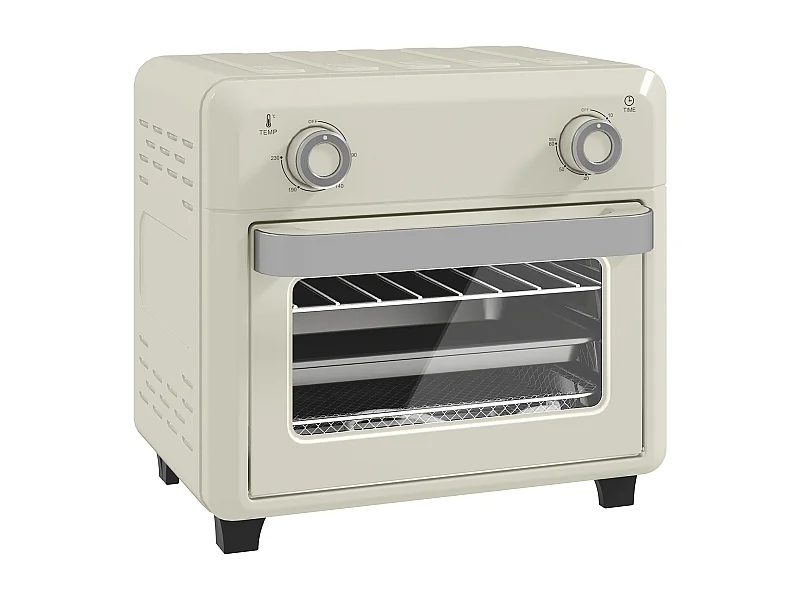 Mini four 10L 2-en-1, 80-230°C, 1000W, avec grill, plaque de cuisson, friture à air chaud, acier inoxydable (32L x 27.2W x 29.8Hcm)