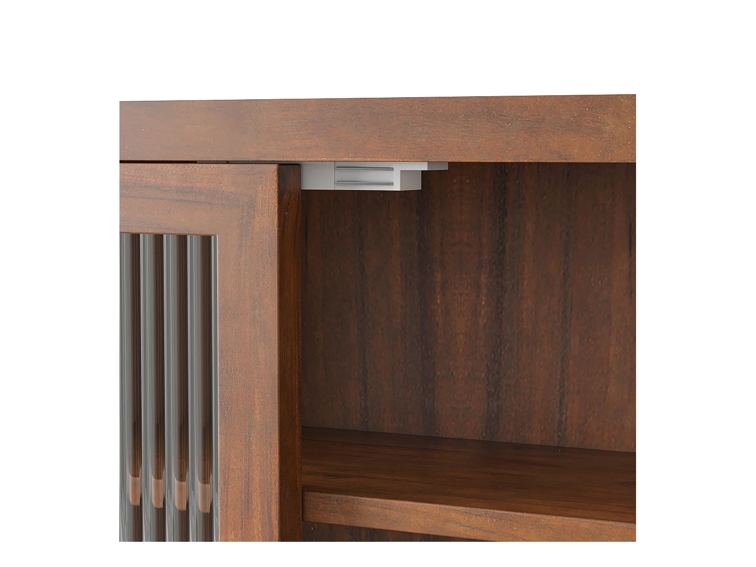 Wandmeubel met glazen deuren, 3 legplanken, handdoekrek, MDF en glas, bruin (63x18x60 cm)