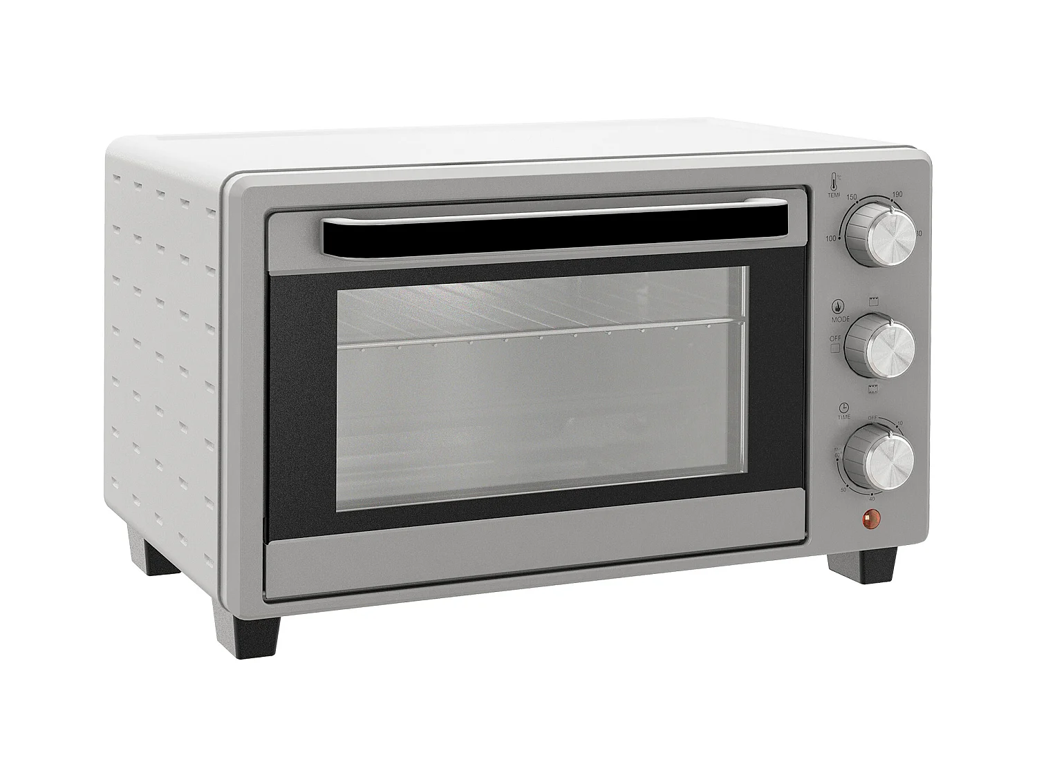 Mini vier 21L, 1400W, 3 standen, 100-230°C, roestvrij staal, met rooster en kookplaat (46L x 38,5B x 29Hcm)