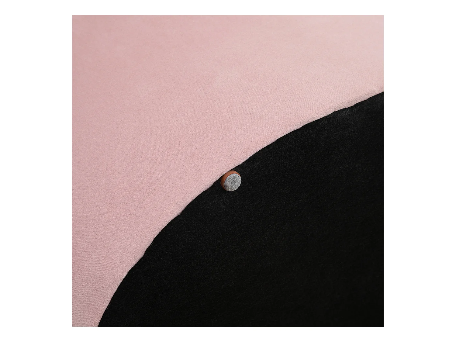 Banc de rangement ovale rembourré, tissu velours et bois d'hévéa, rose (71x52x42 cm)