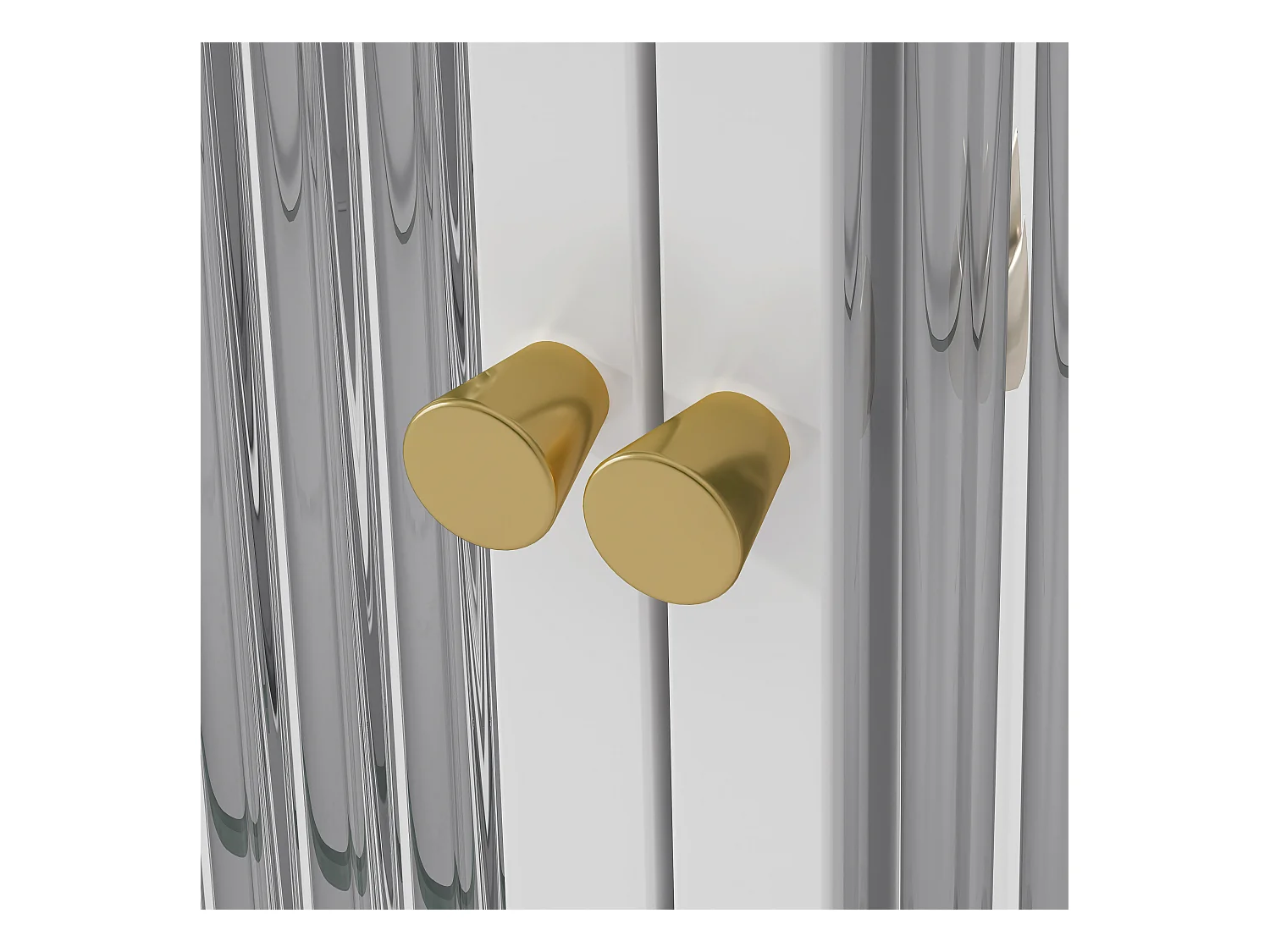 Cabinet mural en verre à 3 portes arquées pour cuisine, salon et salle de bain, métal et verre, blanc (90x19.5x70 cm)