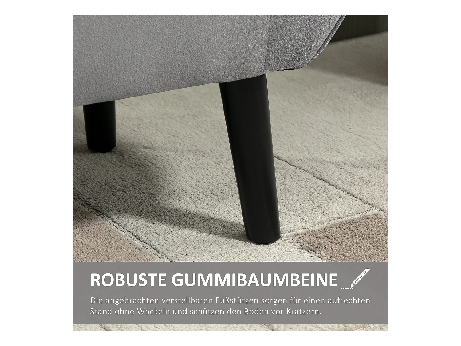 Banc de rangement avec accoudoirs, tissu velours et structure en bois d'hévéa, gris (118x42x66 cm)