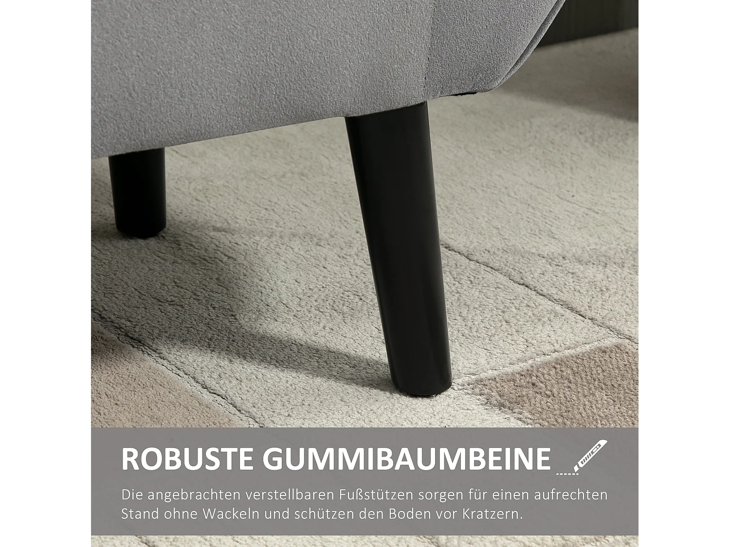 Banc de rangement avec accoudoirs, tissu velours et structure en bois d'hévéa, gris (118x42x66 cm)