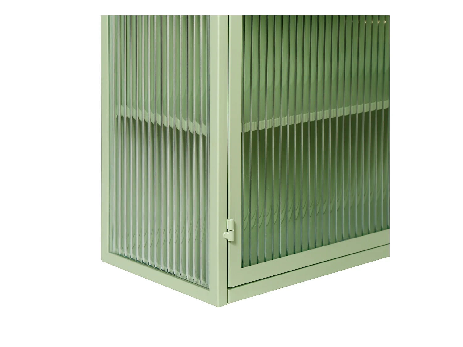 Wandkast met glazen deuren, 2 deuren, 3 opbergniveaus, metaal en glas, groen (70x23,01x59,99 cm)