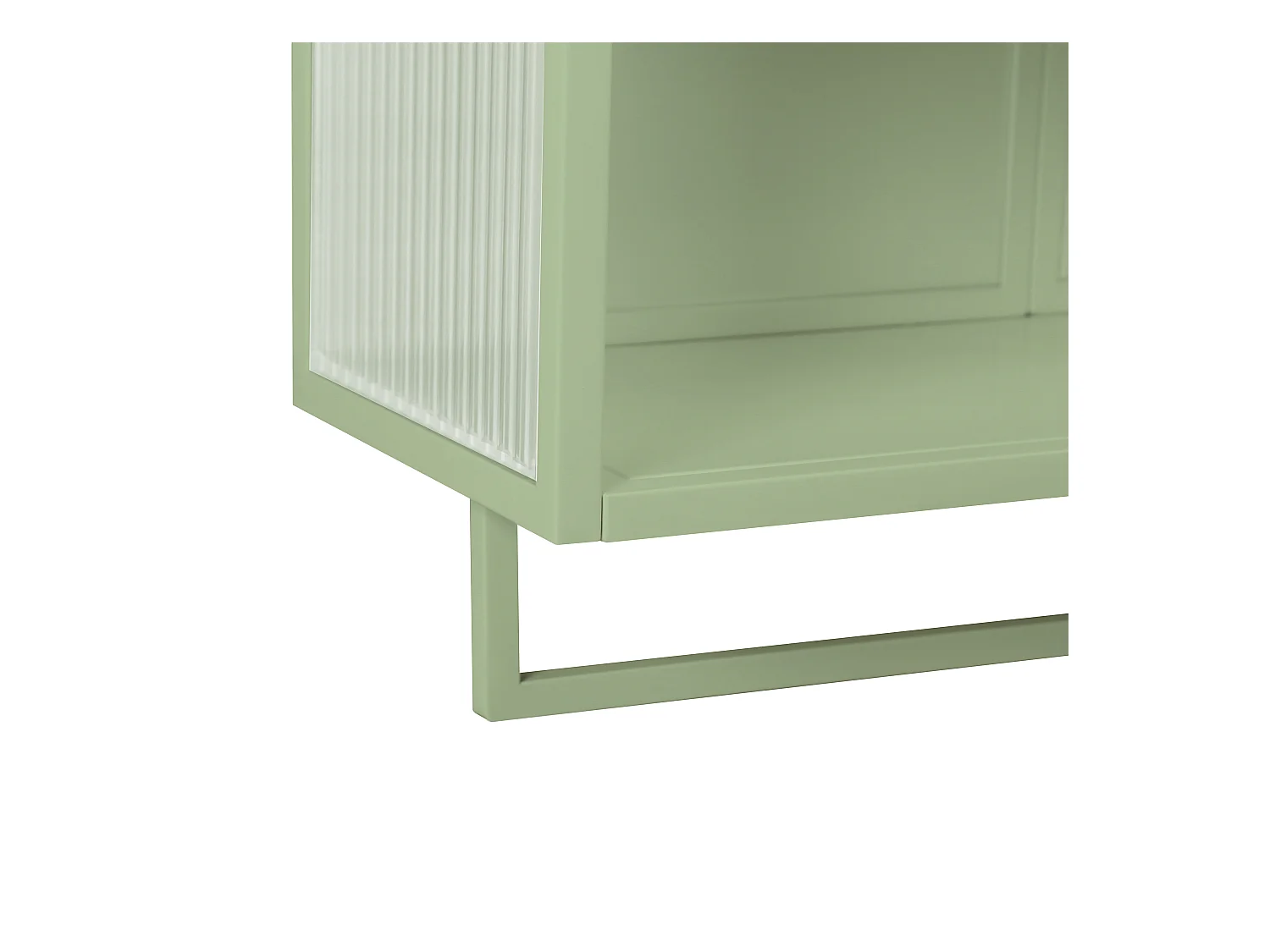 Moderne wandkast met glazen deuren, 2 deuren, opbergruimte op twee niveaus, open plank en handdoekenrek, groen (60x23x78 cm)