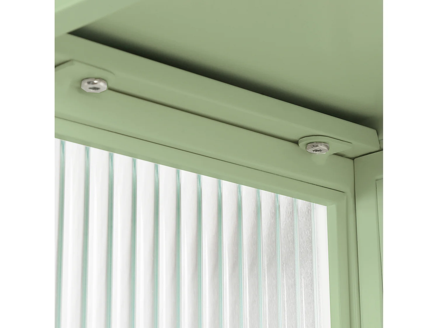 Cabinet mural à portes en verre moderne avec 2 portes, rangement à deux niveaux, étagère ouverte et porte-serviettes, vert (60x23x78 cm)