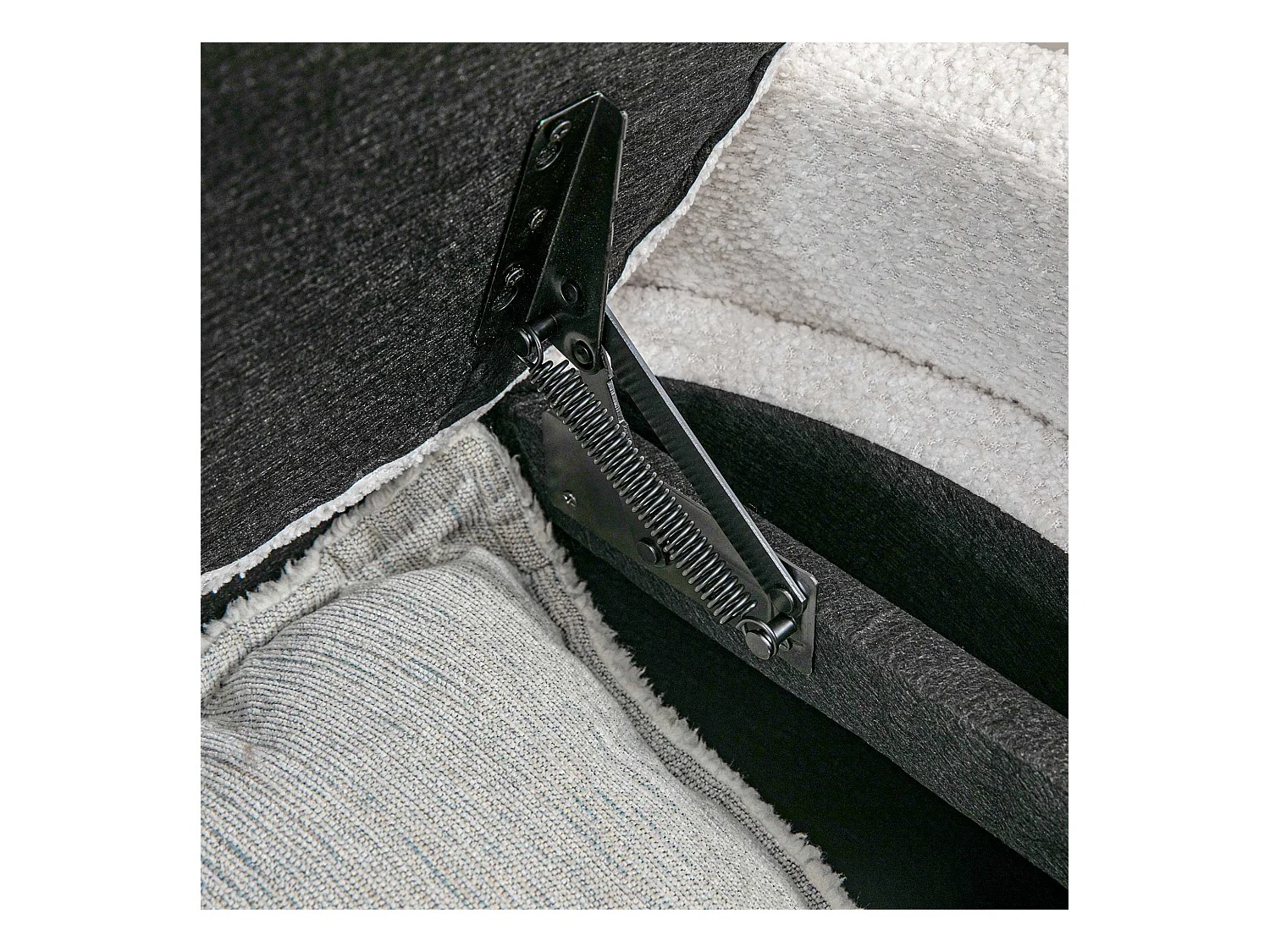 Opbergbank met kussen, fluweel, houten frame, crème (105x44x45,5cm)