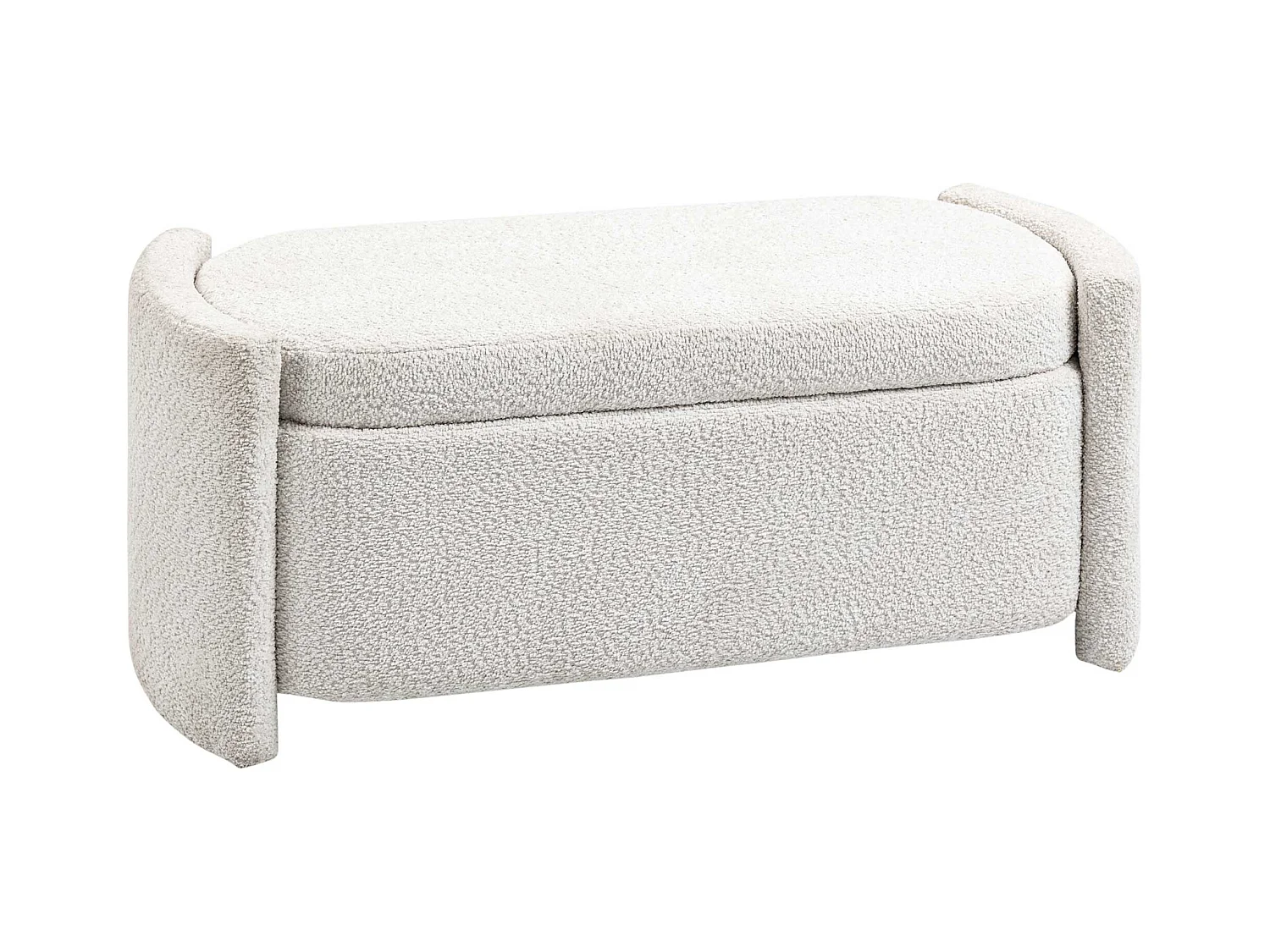 Banc de rangement avec coussin, velours, structure en bois, crème (105x44x45.5cm)
