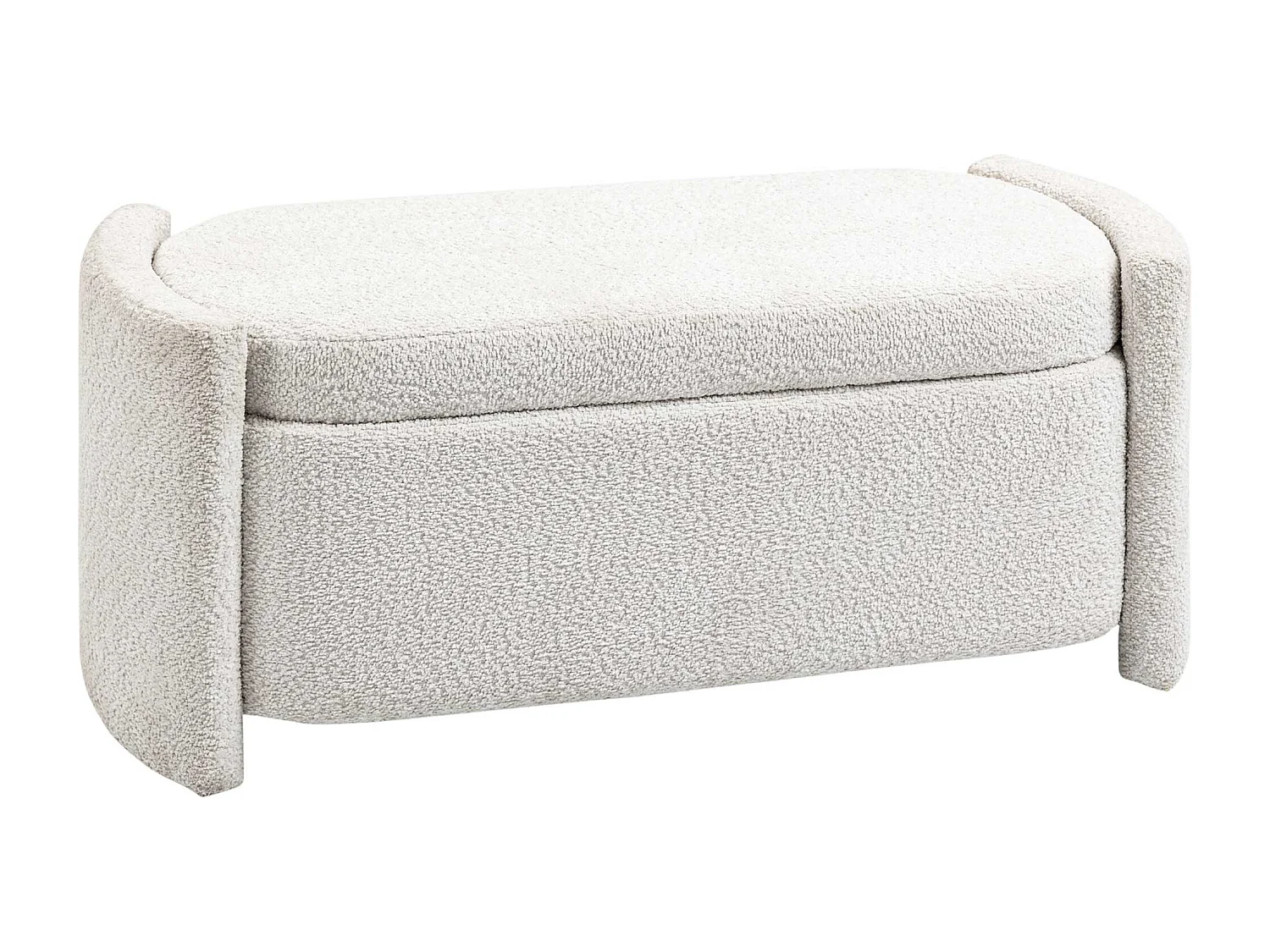 Banc de rangement avec coussin, velours, structure en bois, crème (105x44x45.5cm)