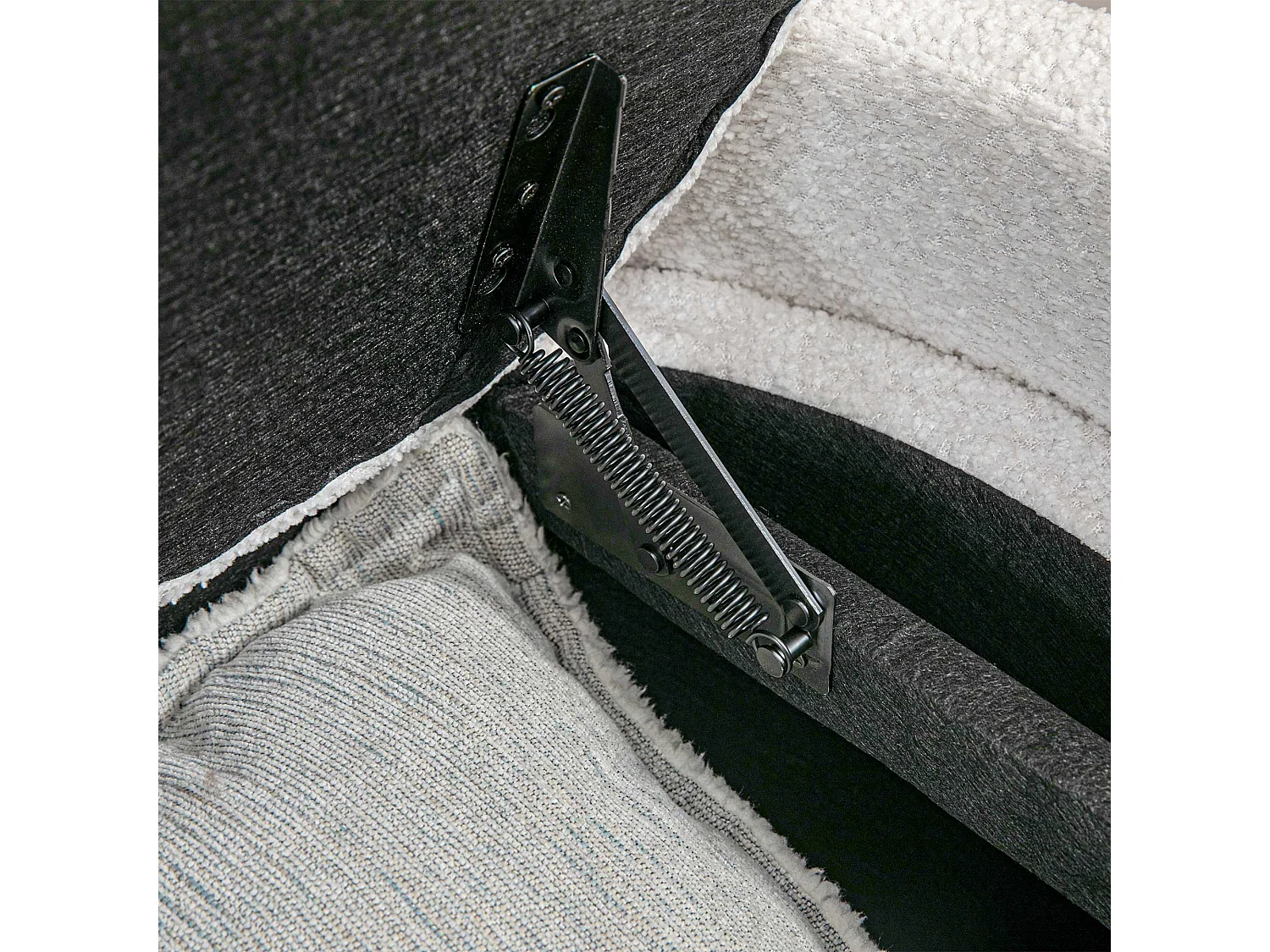 Banc de rangement avec coussin, velours, structure en bois, crème (105x44x45.5cm)