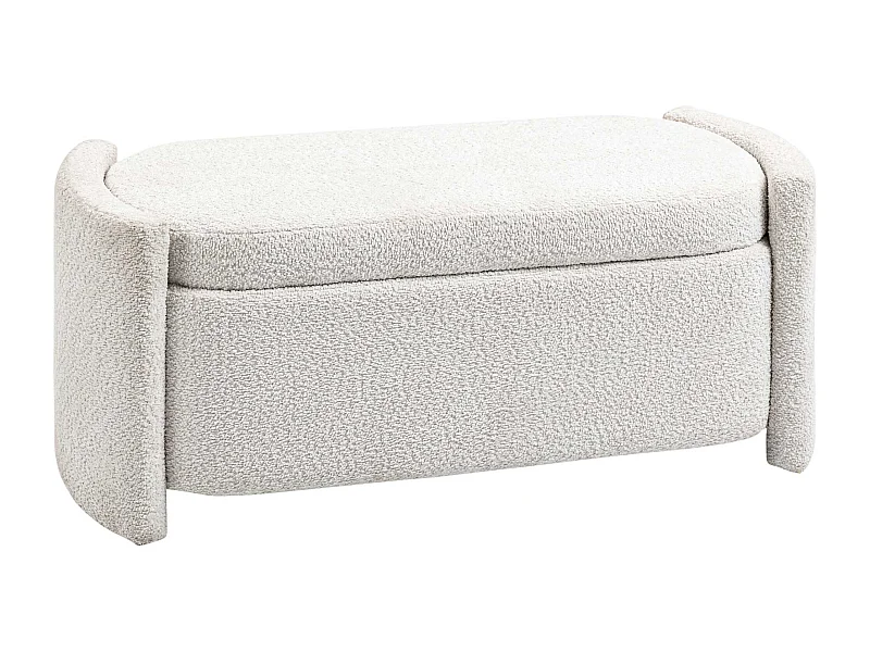 Banc de rangement avec coussin, velours, structure en bois, crème (105x44x45.5cm)