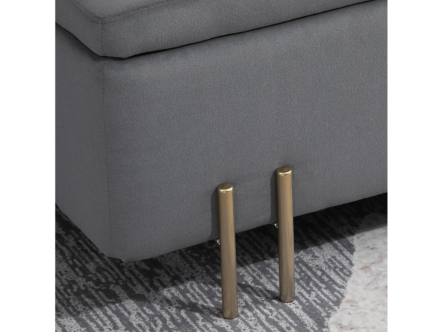 Gestoffeerde opbergbank, frame van hout en metaal, polyesterstof, donkergrijs (100x40x42 cm)