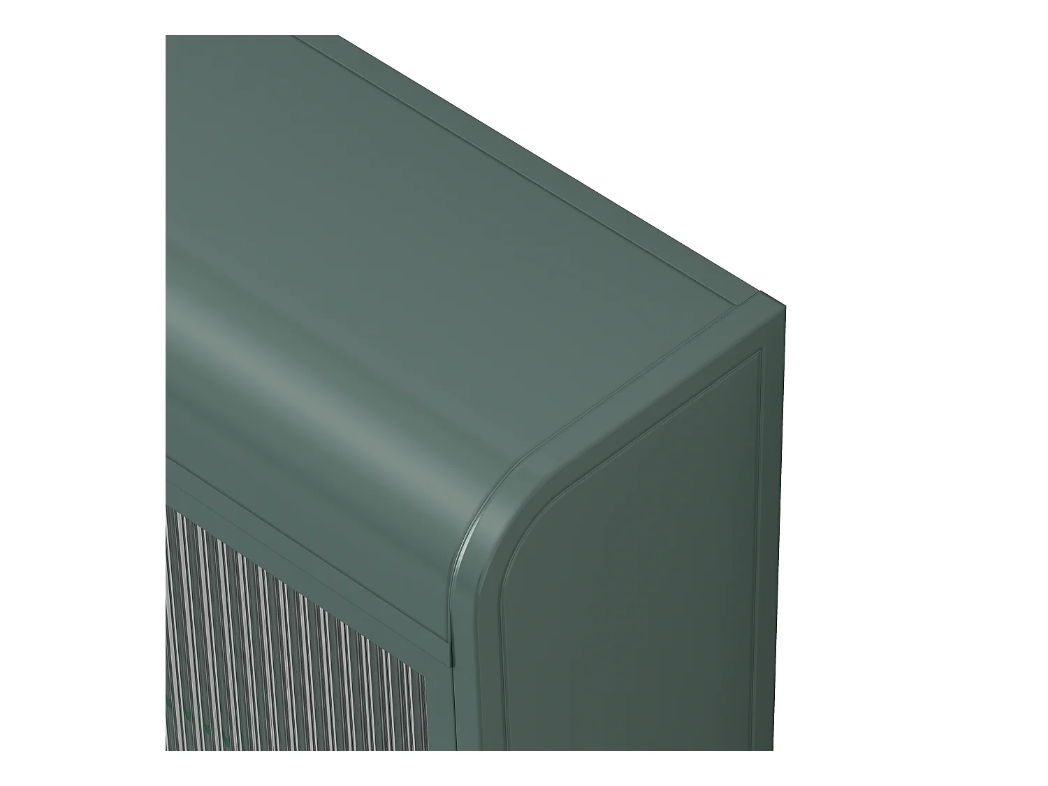 3-deurs wandkast, gebogen design, glazen front met metalen frame, voor keuken, woonkamer en badkamer, donkergroen (90x20x70 cm)