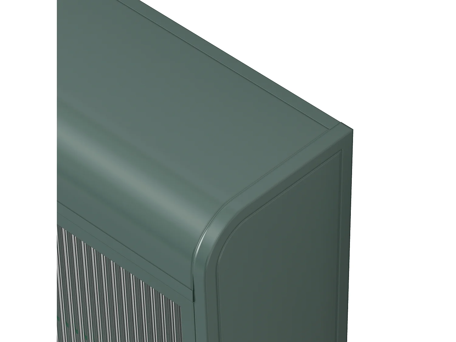 Armoire murale à 3 portes, design arqué, vitrée avec cadre métallique, pour cuisine, salon et salle de bain, vert foncé (90x20x70 cm)