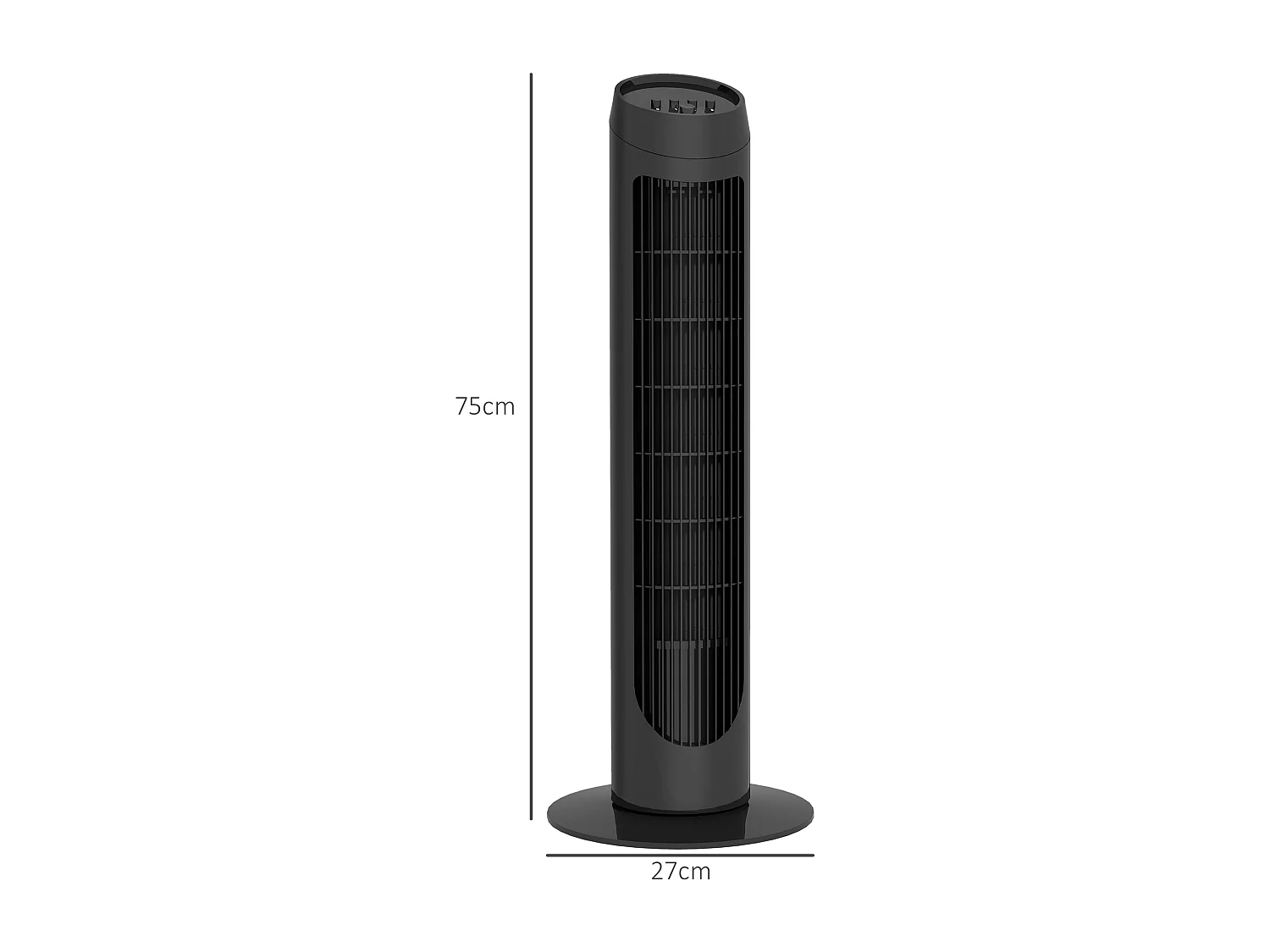 Ventilateur sur pied 3 snelheden, oscillatie 70°, compact ontwerp, 45 W, ABS, zwart (31,5x31,5x117cm)