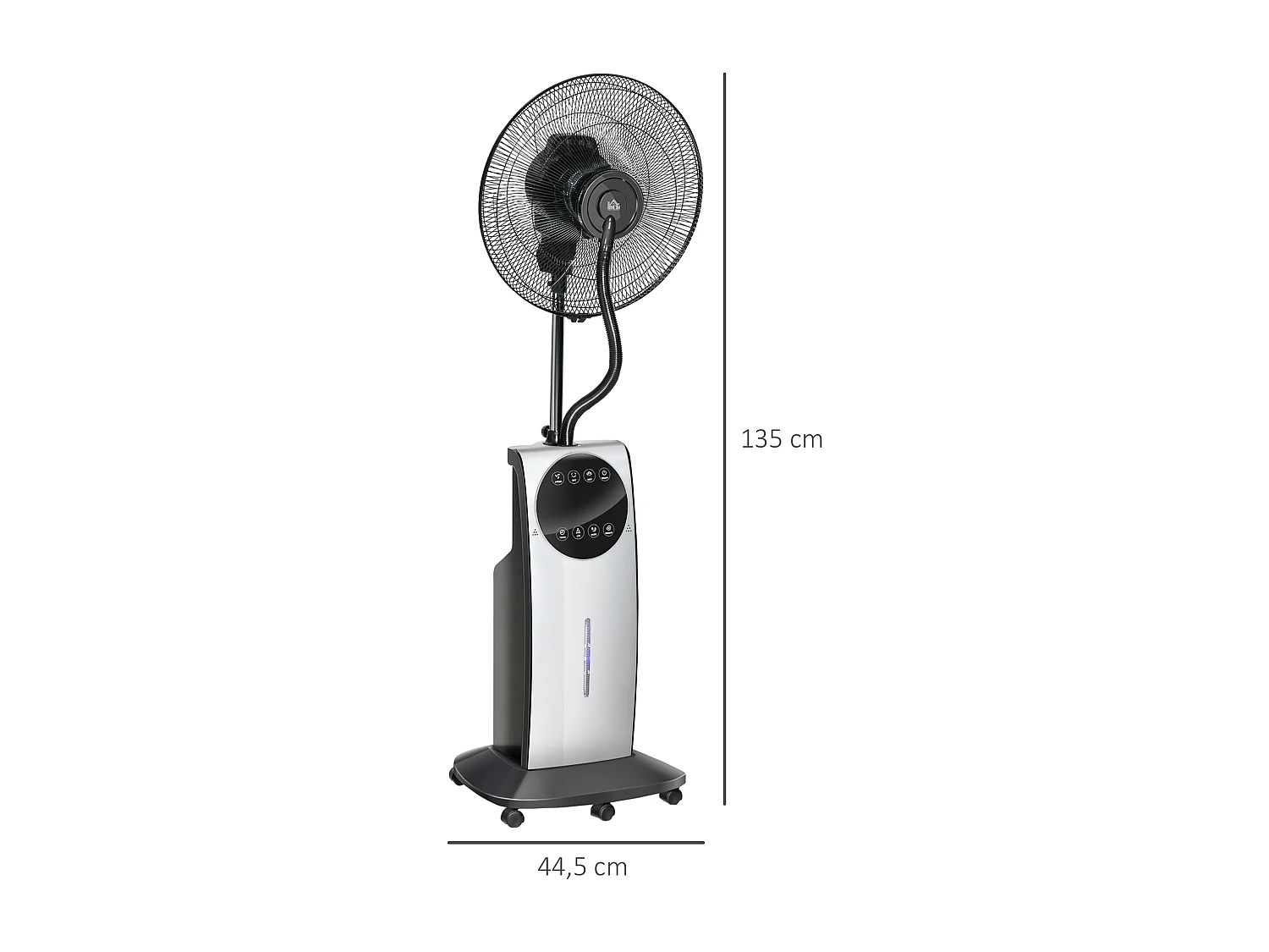 Ventilateur met functie brumisateur 90W, 3 modi, 31L reservoir, roulettes, telecommande, oscillerend, zwart (44,5x38,5x135cm)