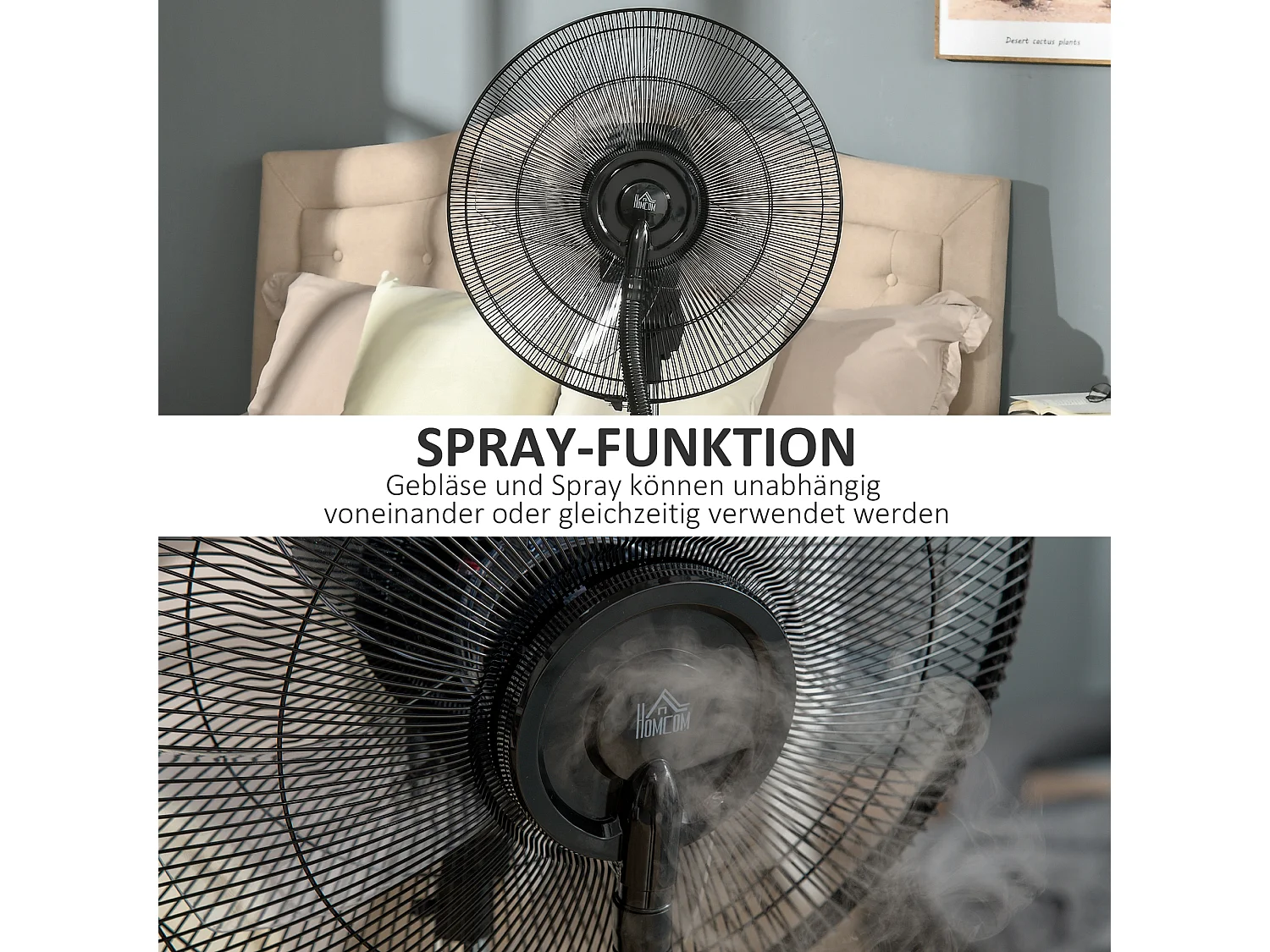 Ventilateur met functie brumisateur 90W, 3 modi, 31L reservoir, roulettes, telecommande, oscillerend, zwart (44,5x38,5x135cm)