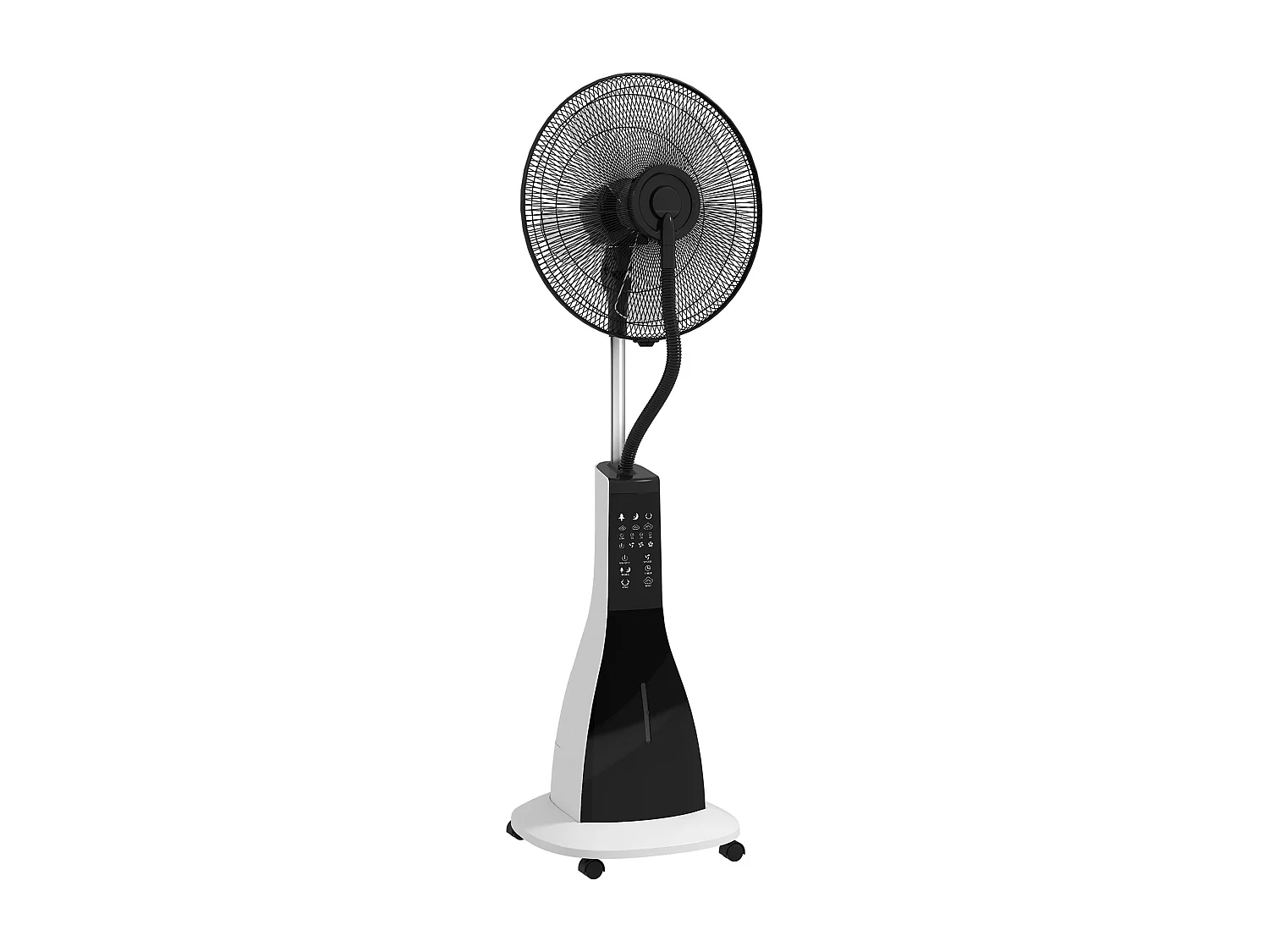 Ventilateur sur pied avec fonction de brume d'eau, 90W, 3L, 3 vitesses, oscillant, avec télécommande, noir (44.5x38.5x120cm)