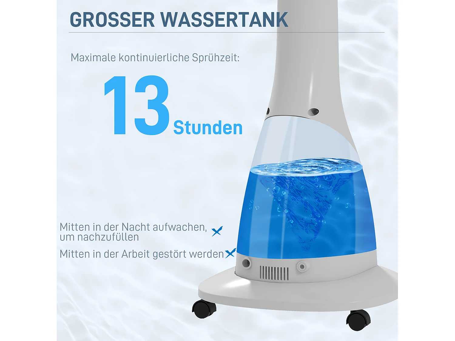 Ventilateur sur pied avec fonction de brume d'eau, 90W, 3L, 3 vitesses, oscillant, avec télécommande, noir (44.5x38.5x120cm)