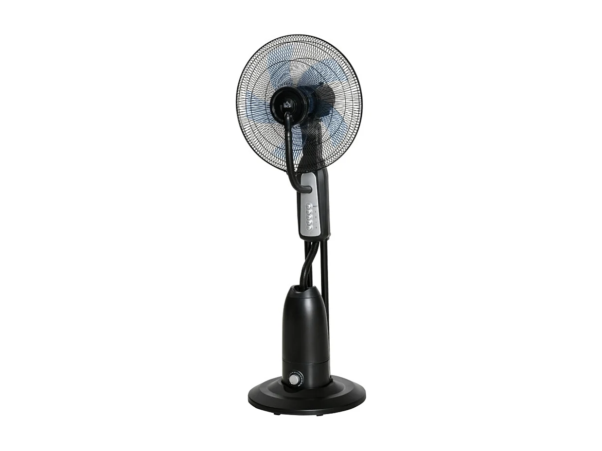 Ventilateur sur pied avec refroidissement à eau, brumisateur ajustable, 3 vitesses, réservoir de 3 L, oscillation 75°, noir (50x40x125cm)