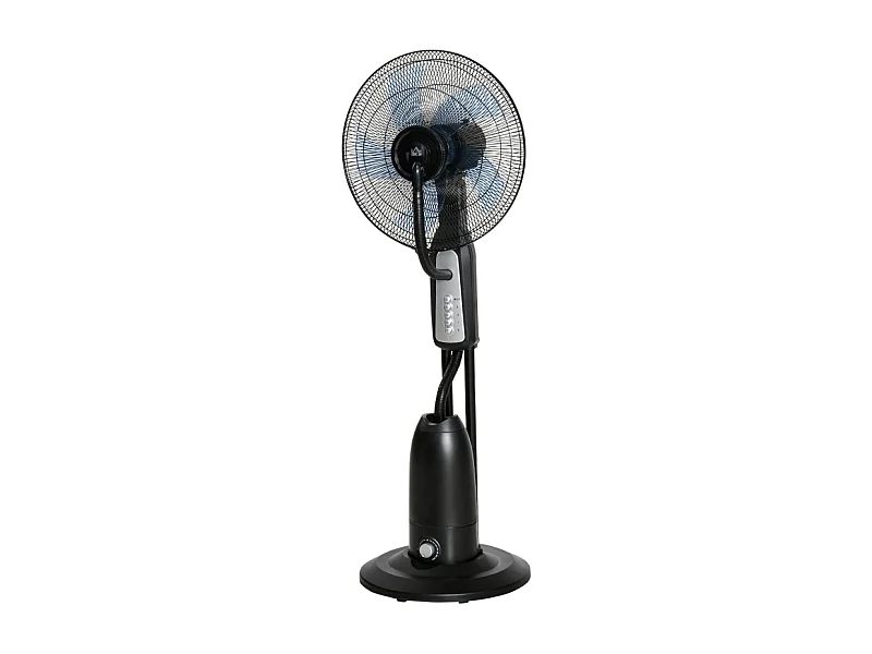Ventilateur sur pied avec refroidissement à eau, brumisateur ajustable, 3 vitesses, réservoir de 3 L, oscillation 75°, noir (50x40x125cm)