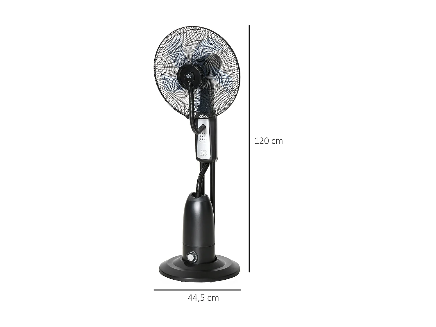 Ventilateur sur pied avec nébuliseur 2.8L, 3 modes, oscillation, minuterie et angle ajustable, noir (44.5x44.5x120cm)
