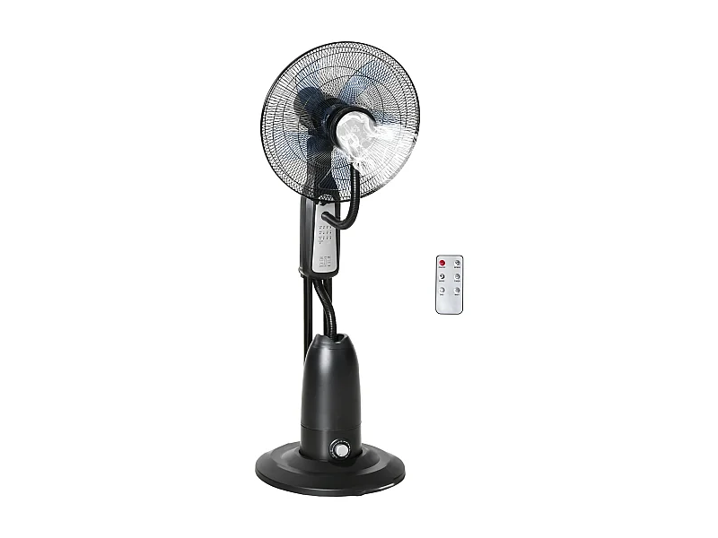 Ventilateur sur pied avec nébuliseur 2.8L, 3 modes, oscillation, minuterie et angle ajustable, noir (44.5x44.5x120cm)
