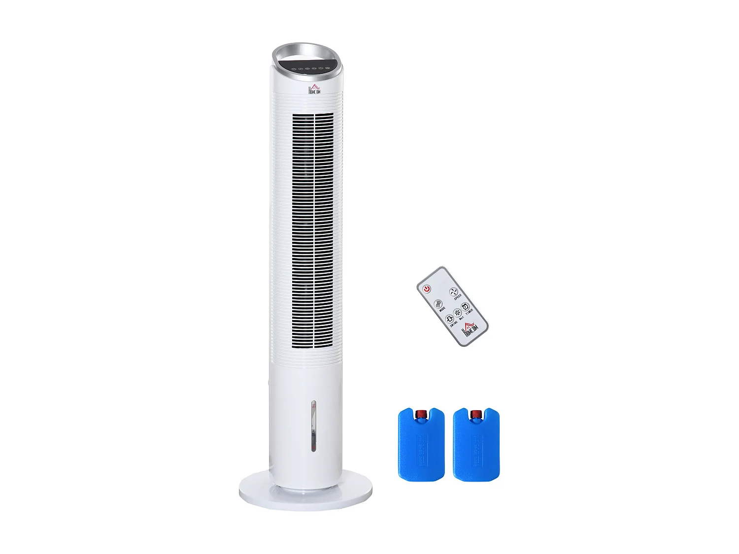 Ventilateur à tour avec fonction de brumisation, 60W, 3 modes, télécommande, réservoir d'eau 2L, oscillation 52°, pour pièces jusqu'à 20㎡ (Ø30x100.8Hcm)