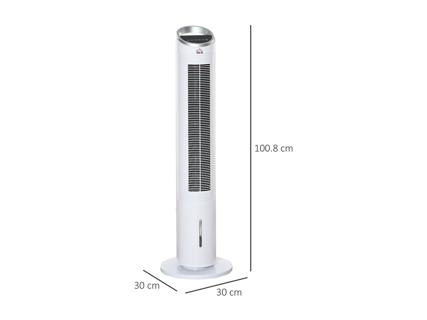 Ventilateur à tour avec fonction de brumisation, 60W, 3 modes, télécommande, réservoir d'eau 2L, oscillation 52°, pour pièces jusqu'à 20㎡ (Ø30x100.8Hcm)