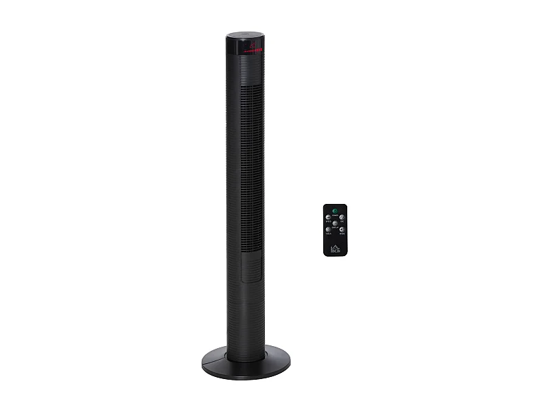 Ventilateur sur pied 3 snelheden, oscillatie 70°, 12H minuterie, 4 modi, télécommande, acier, zwart (31,5x31,5x117cm)