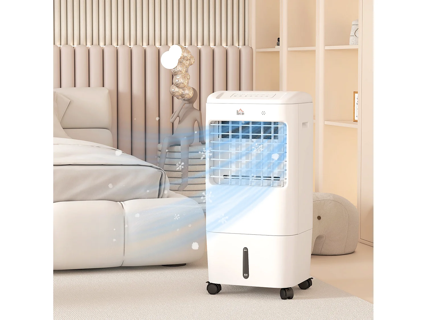 Mobiele airconditioner 3 en 1 met functie voor koeling en bevochtiging, 15L, oscillatie 60°, télécommande, affiche LED, voor stukken van 20㎡