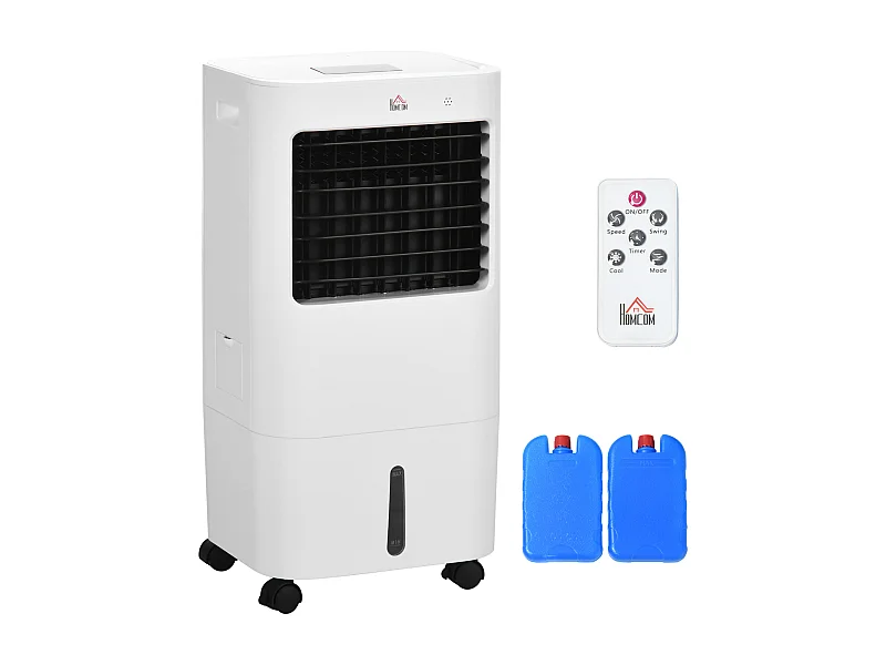 Airconditioner mobiel 3 en 1 met bevochtiging, refroidissement à l'eau, 15L, 60° oscillatie, télécommande, minuterie 8h, pour 20㎡, wit (32x37x78cm)