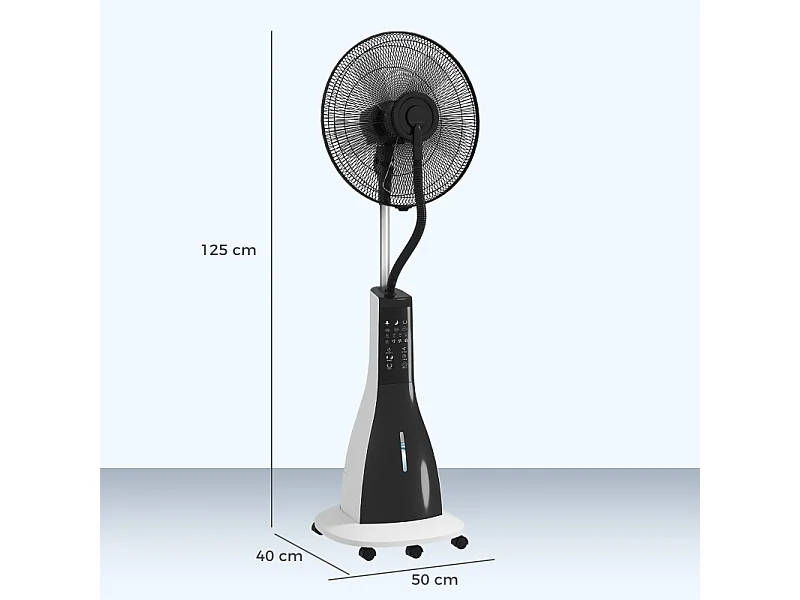 Ventilator met waterkoelfunctie, oscillerende ventilator met brumisatie, telebediening, 3 snelheidsniveaus, reservoir van 3 liter