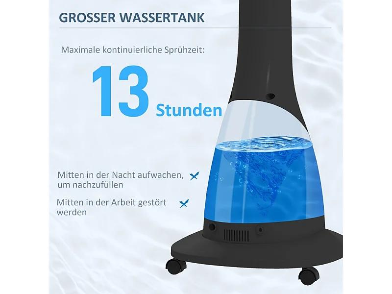 Ventilator met waterkoelfunctie, oscillerende ventilator met brumisatie, telebediening, 3 snelheidsniveaus, reservoir van 3 liter