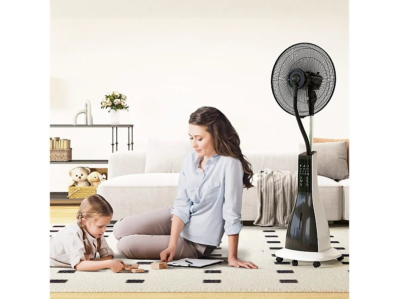 Ventilator met waterkoelfunctie, oscillerende ventilator met brumisatie, telebediening, 3 snelheidsniveaus, reservoir van 3 liter