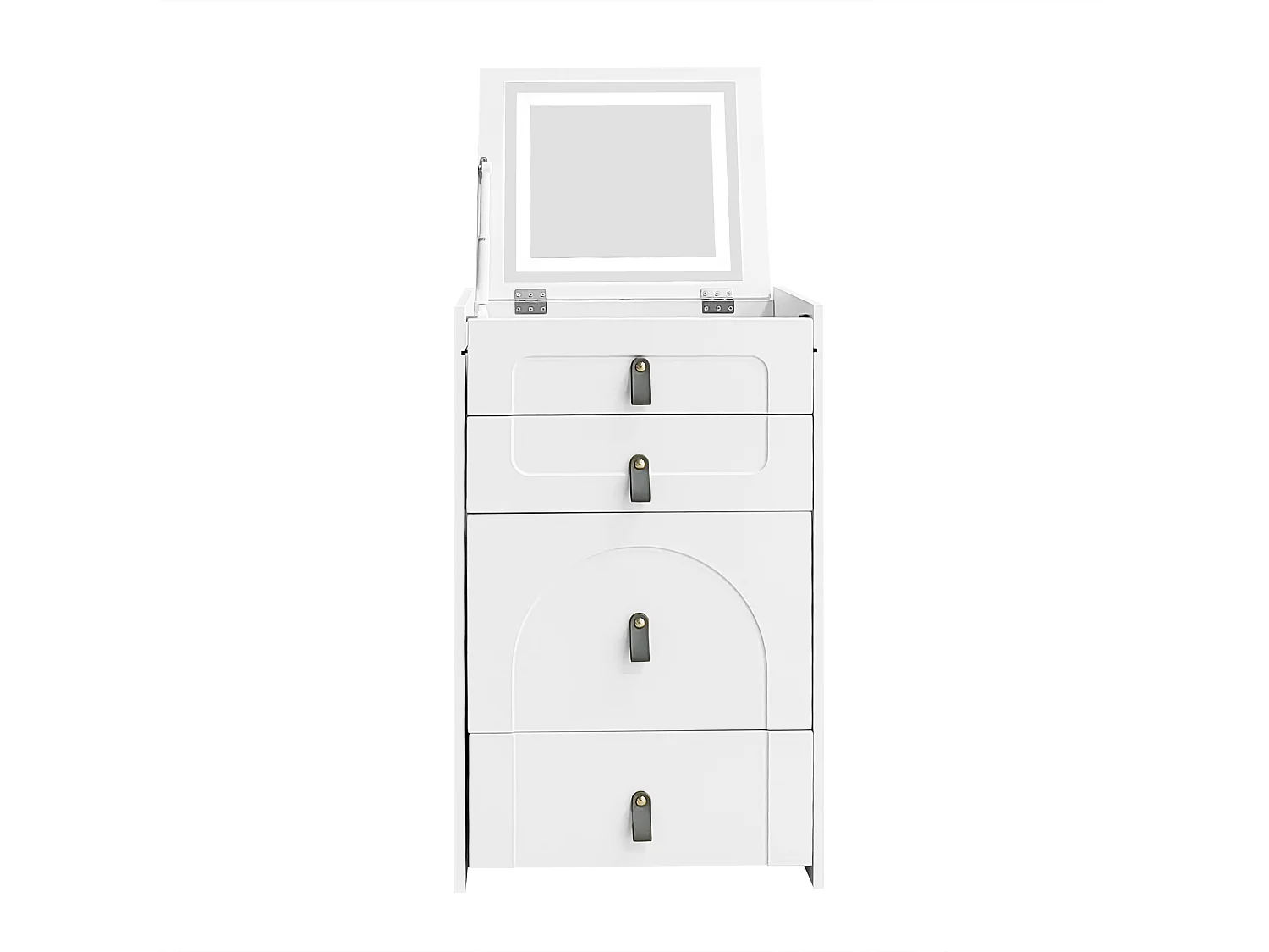 Coiffeuse avec miroir LED et 3 tiroirs, tabouret de rangement multifonctionnel, blanc