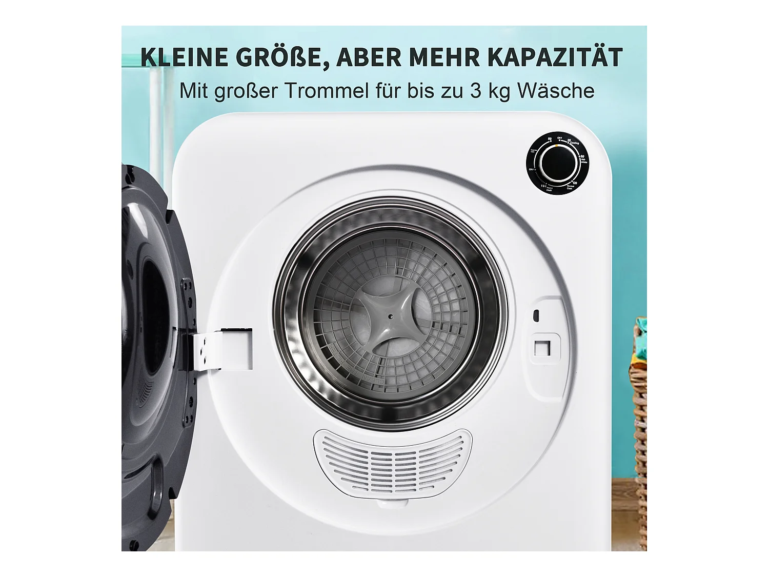 Sèche-linge à évacuation, inox, 3 kg (jusqu'à 4,5 kg), 830 W, 5 programmes, protection contre la surchauffe, montage mural (49x39x59 cm)