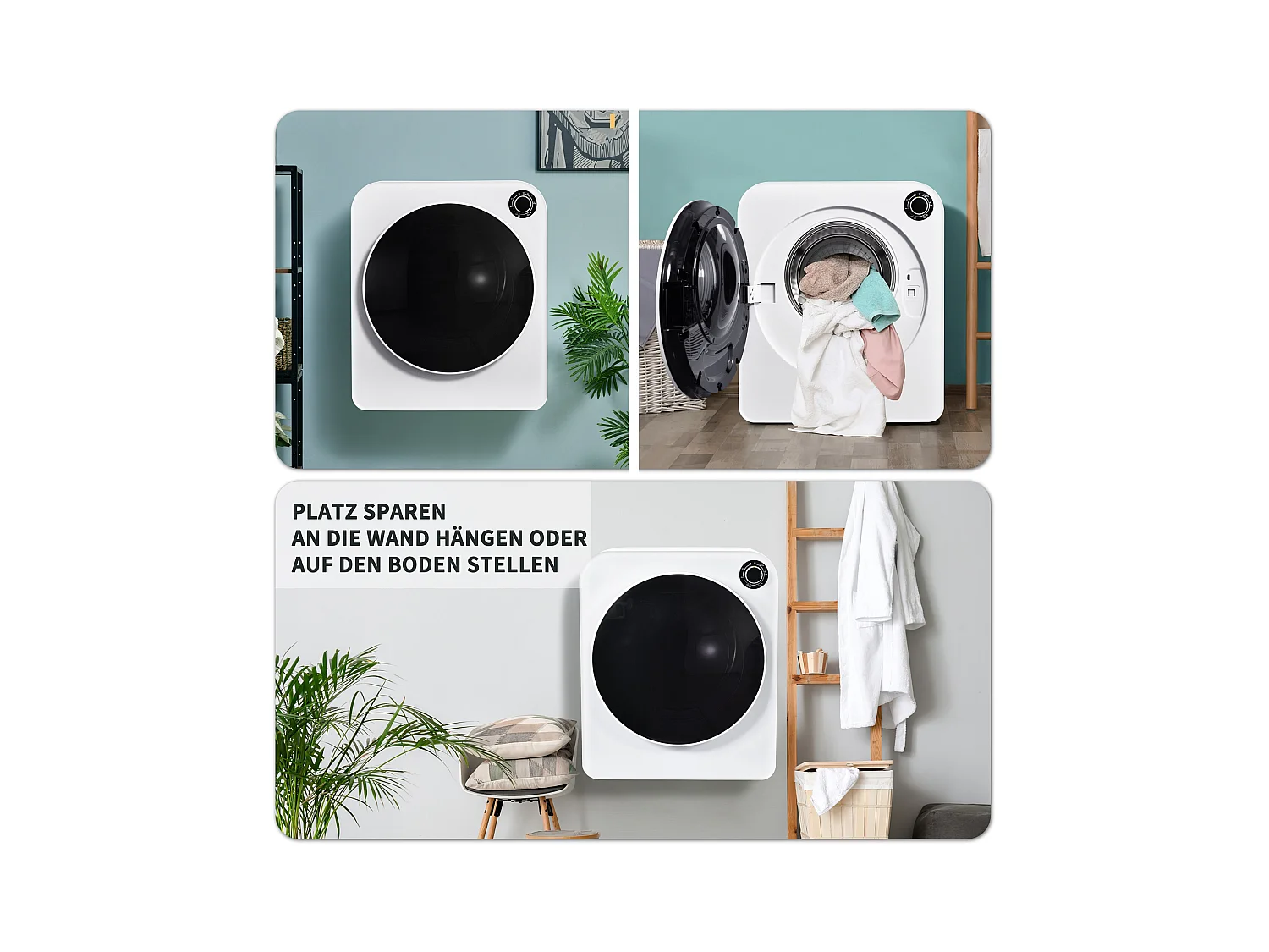 Sèche-linge à évacuation, inox, 3 kg (jusqu'à 4,5 kg), 830 W, 5 programmes, protection contre la surchauffe, montage mural (49x39x59 cm)